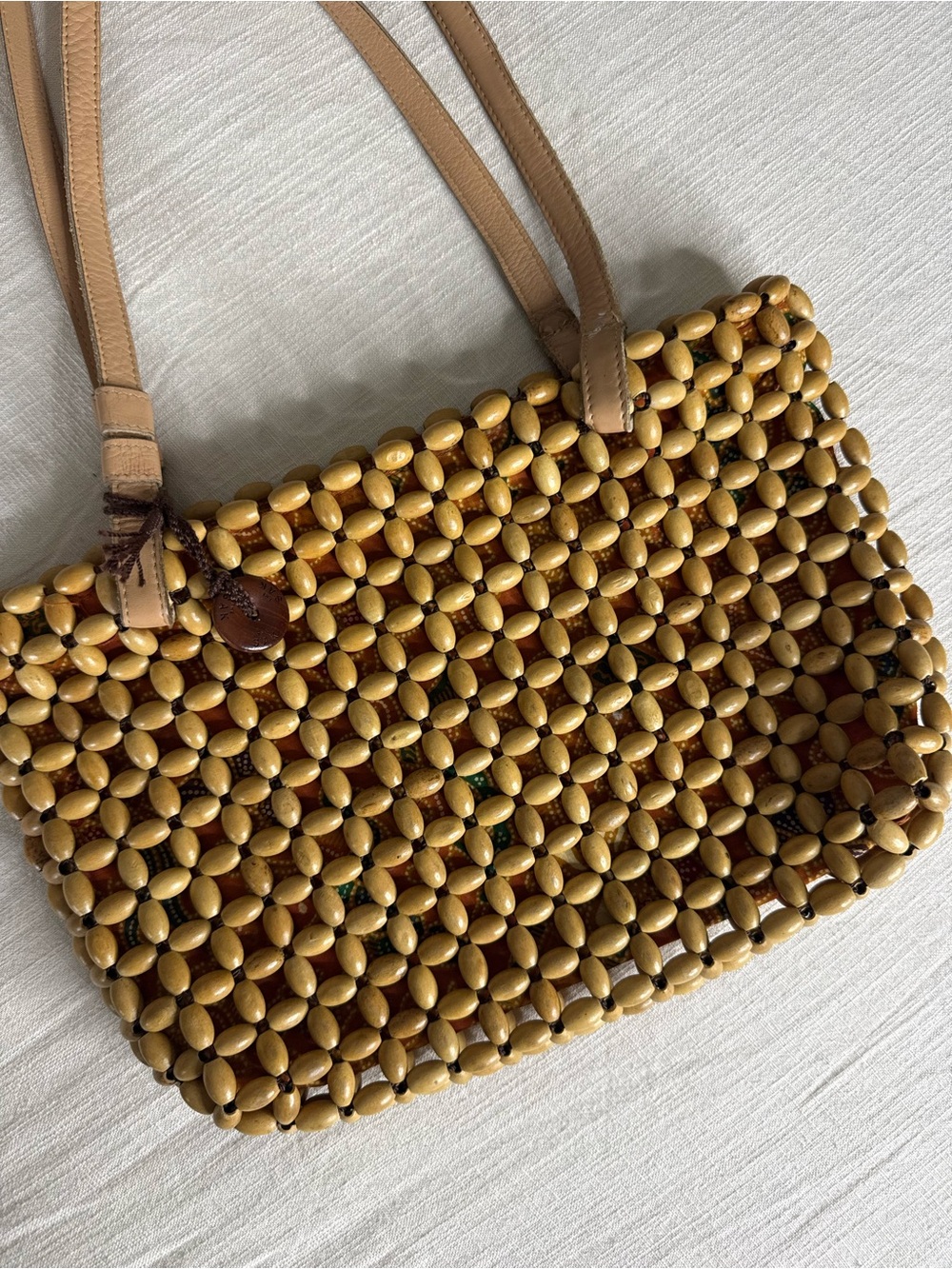 The Sak Beaded Shoulder Bag in Tan and Honey